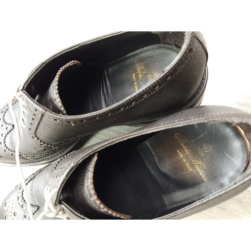 Brooks Brothers Wingtip Leather Lace Up Dress‎ Shoes Mens 10 Made in Italy